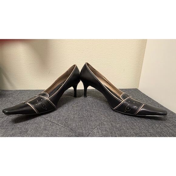 Vtg Cole Womens Kit Kat Heels 6.5B Black Leather Professional Career Workwear - Picture 4 of 12